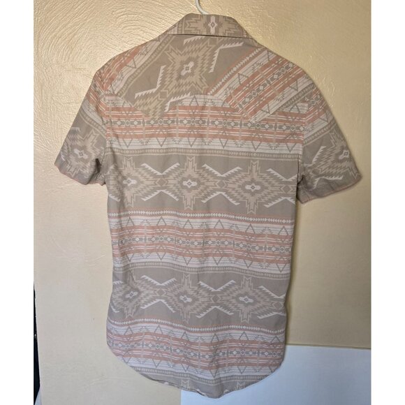 Rock and Roll Denim Aztec Print Pearl Snap Button Up Shirt Western Wear Size Med - Picture 2 of 5